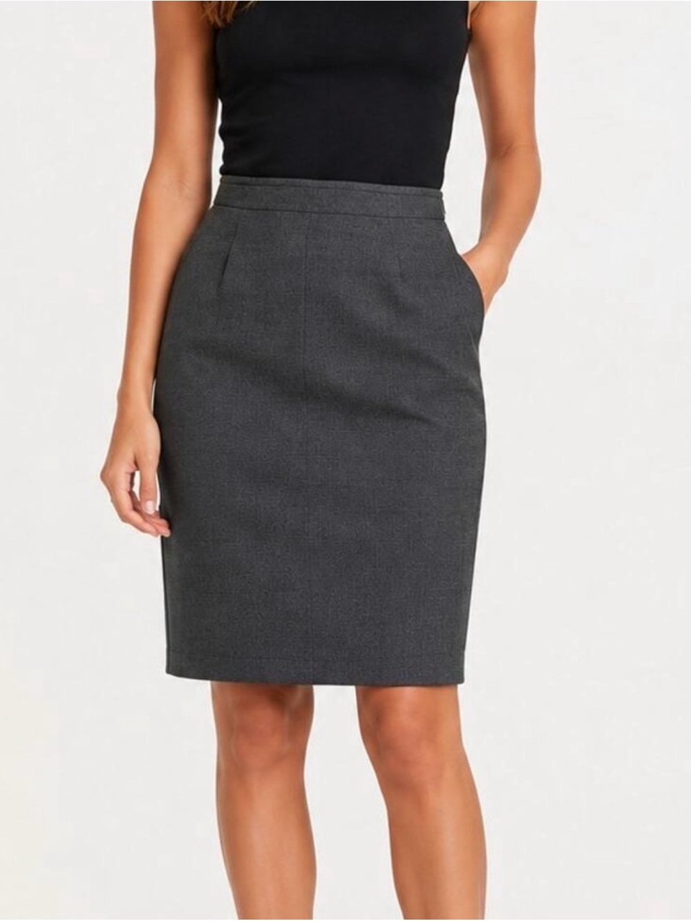 NWOT Petite Calvin Klein Tailored Charcoal Gray Pencil Skirt Suit - Picture 3 of 12